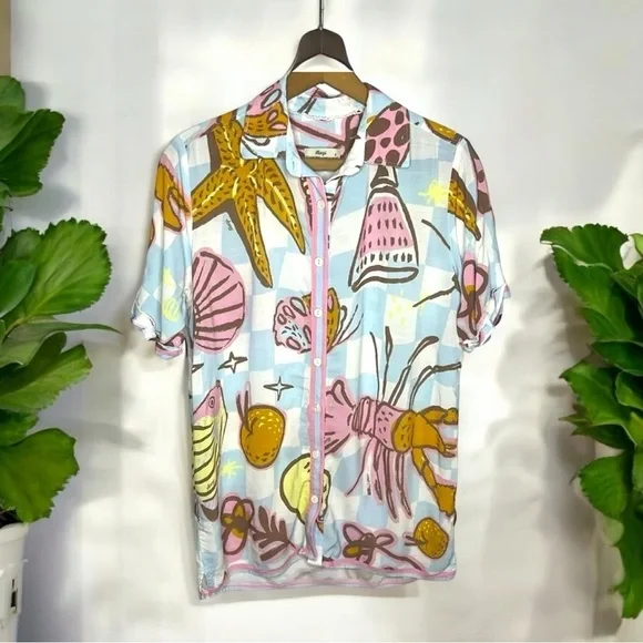 Maaji Anthropologie Seashore Fest Blake Novelty Print Beach Resort Wear Coverup - Picture 15 of 15